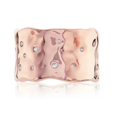 Monica Vinader Siren Scatter Ring in 18k Rose Gold Vermeil & White Topaz