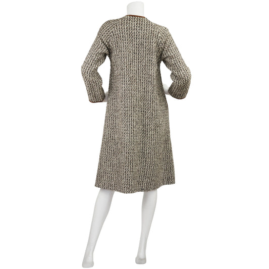 Bonnie Cashin 1960'2 Sills Tweed and Suede Swing Back Dress