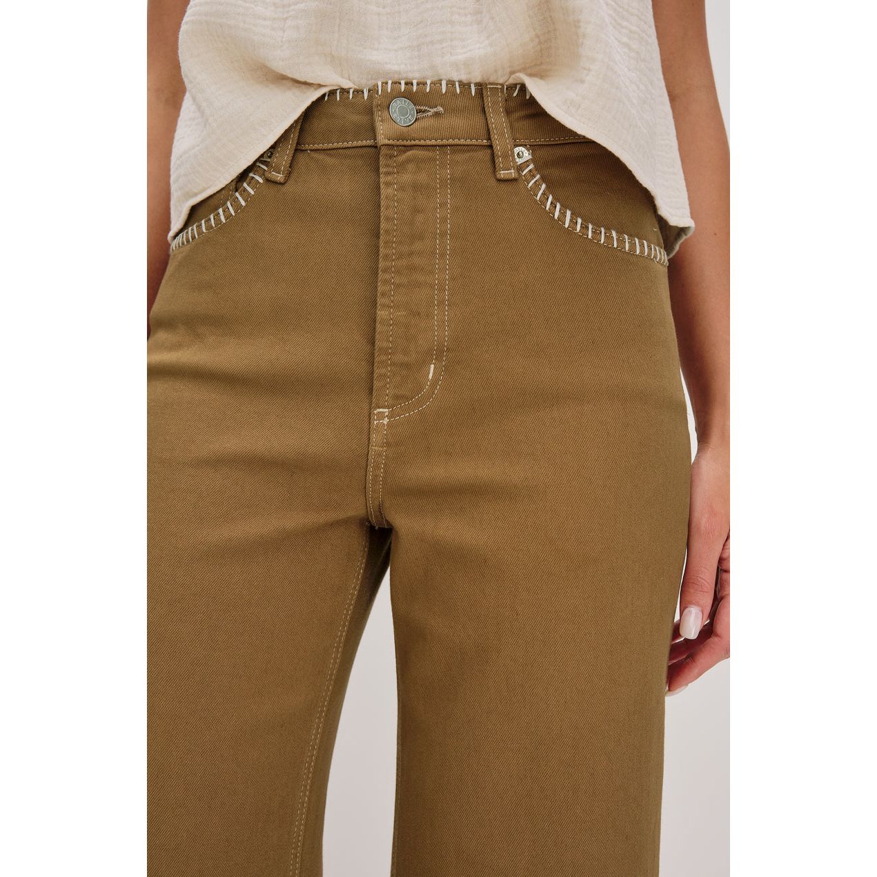 Rails Getty Crop Wide Leg in Safari Embroidered