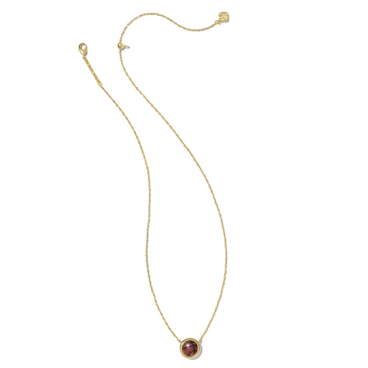Kendra Scott Basketball Gold Short Pendant Necklace in Orange Goldstone