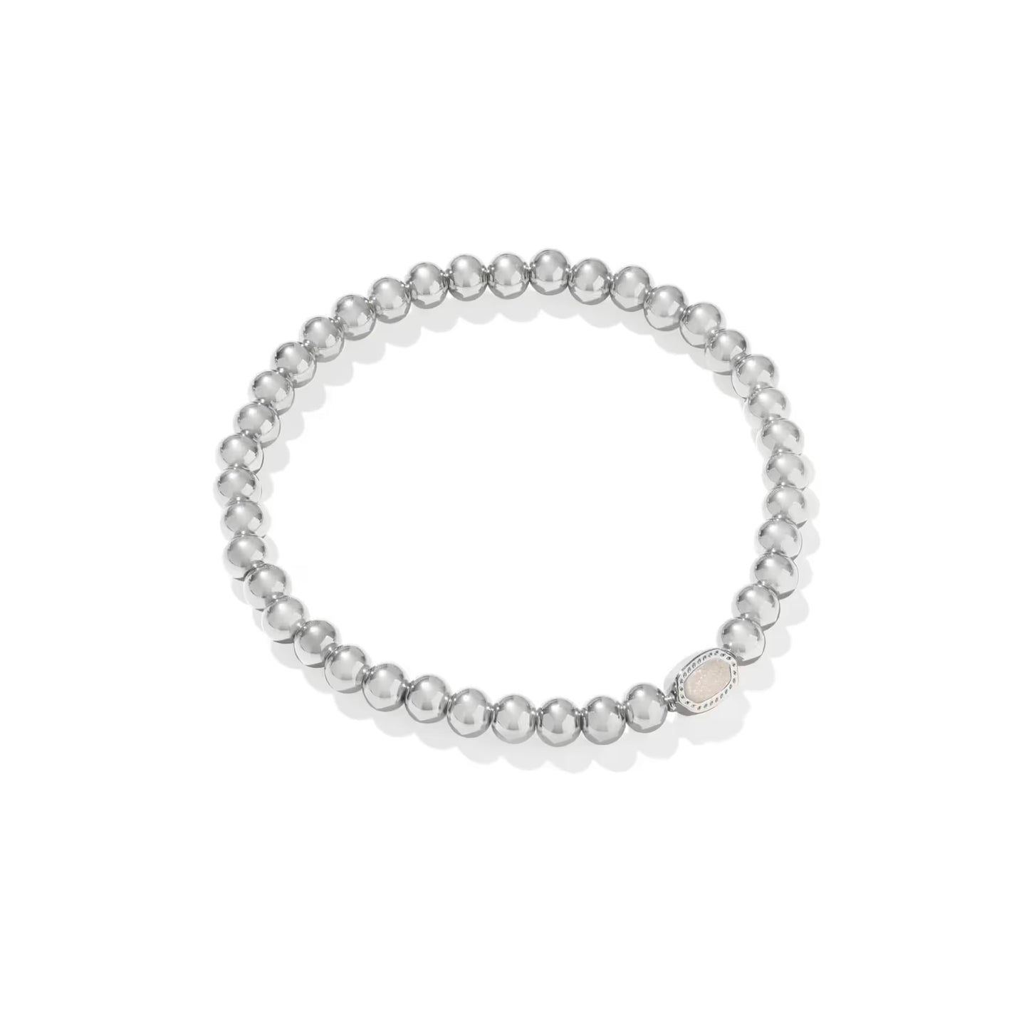 Kendra Scott Mini Elaina Silver Stretch Bracelet Ivory Mother of Pearl