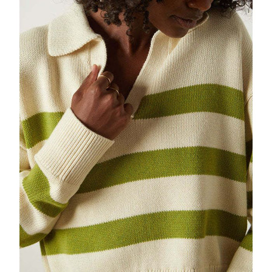 Velvet by Graham and Spencer Lucie Sweater in Cream/Lime
