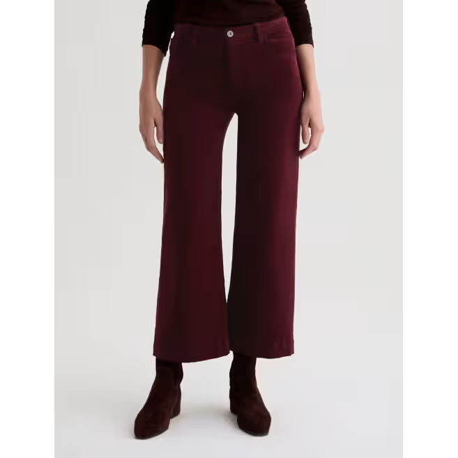 AG Jeans Saige Wide Leg Corduroy Crop in Winery