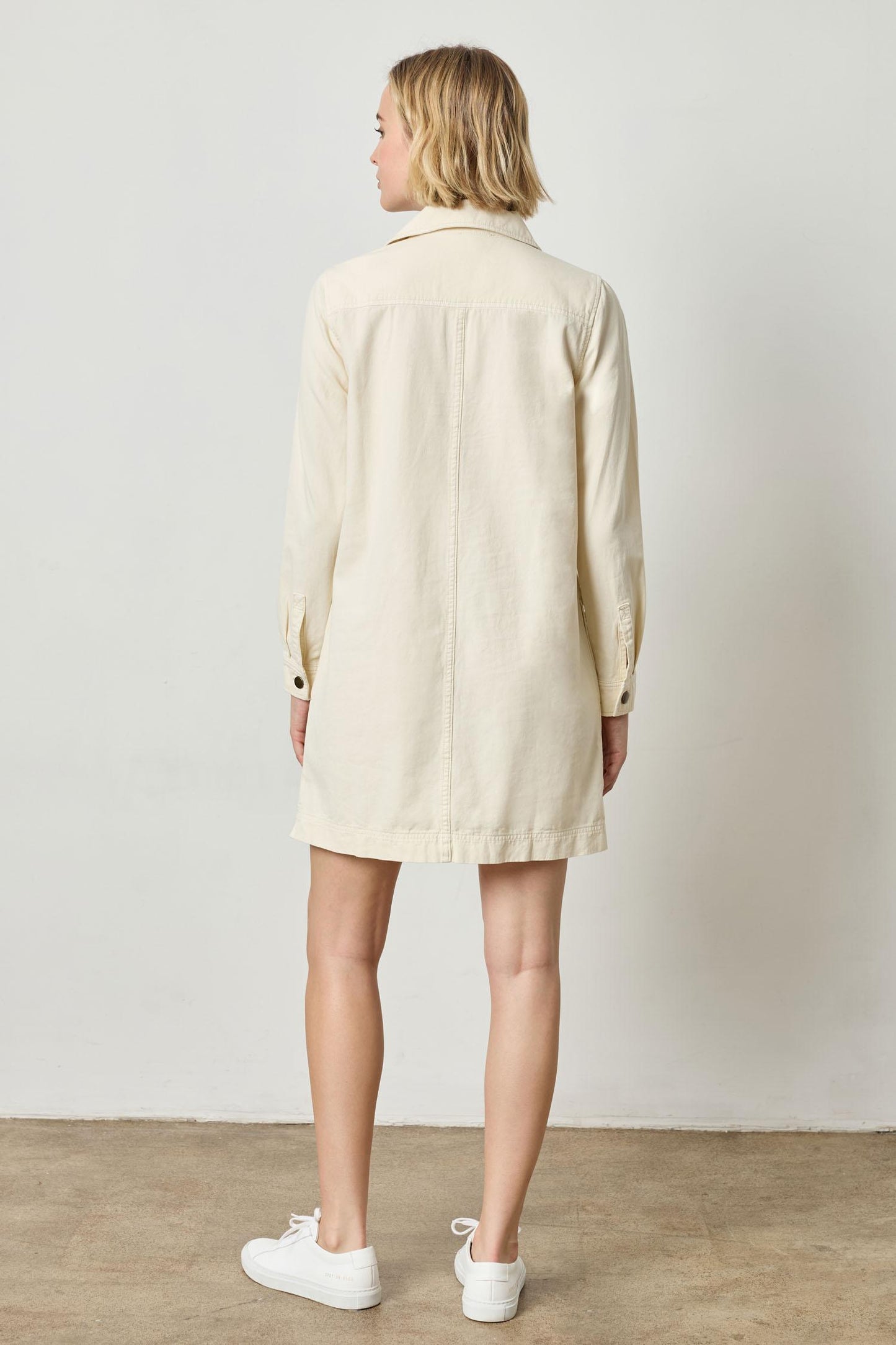 Lilla P Split Neck Collared Dress in Oyster