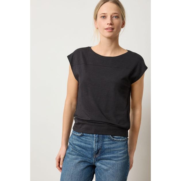 Lilla P Seamed Wedge Tee in Black