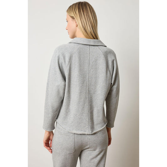 Lilla P Shirttail Polo in Heather Grey