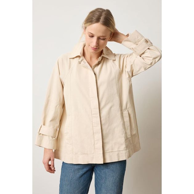 Lilla P Collared Twill Jacket in Eggshell