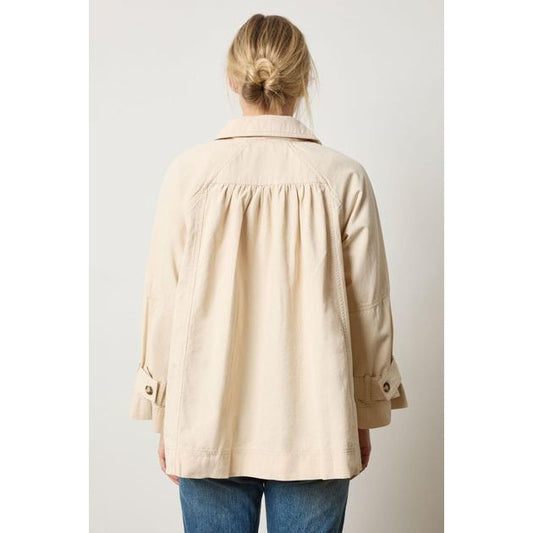 Lilla P Collared Twill Jacket in Eggshell