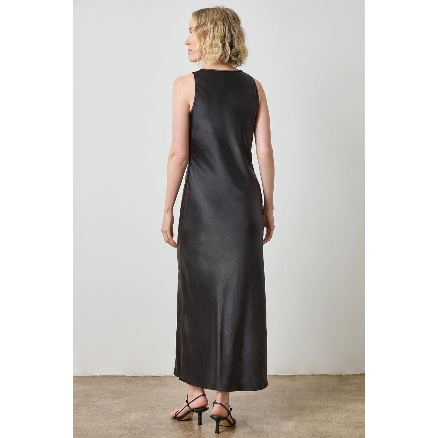 Lilla P Satin Bias Maxi Dress in Black