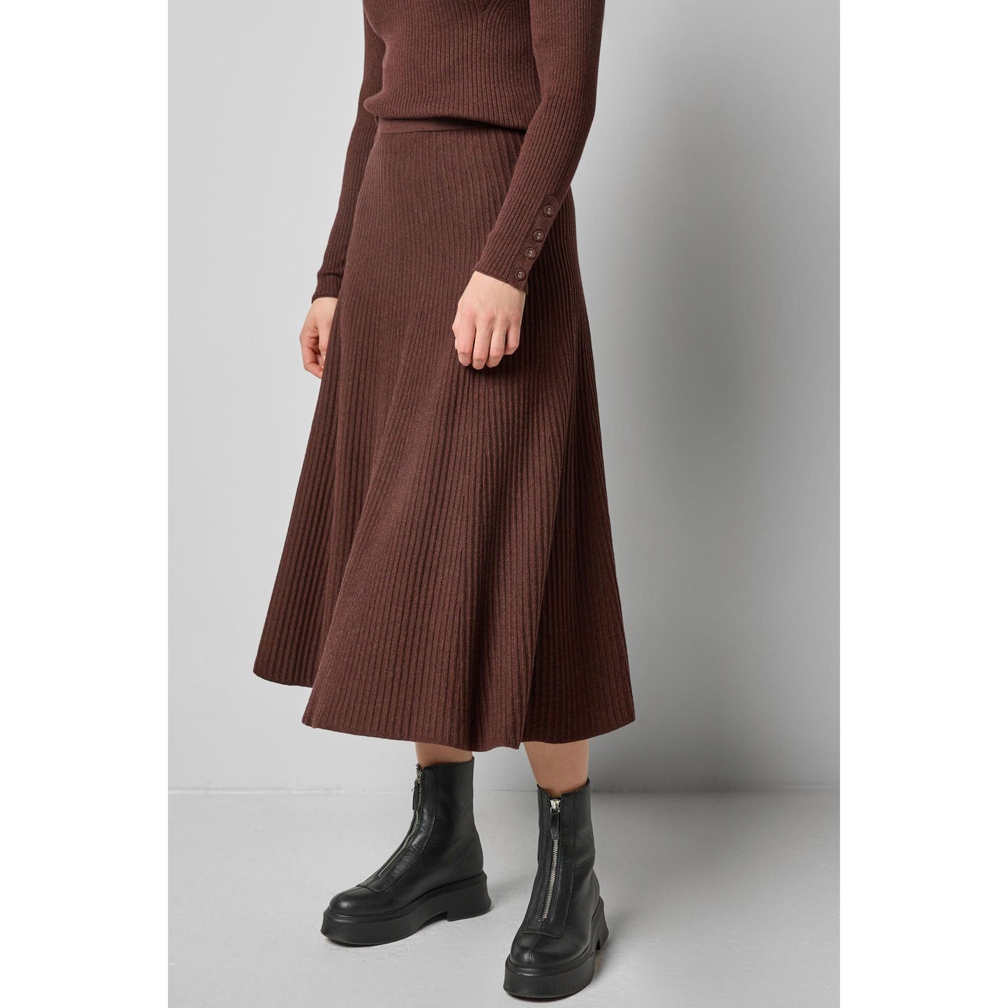 Lilla P Flared Knit Skirt in Java