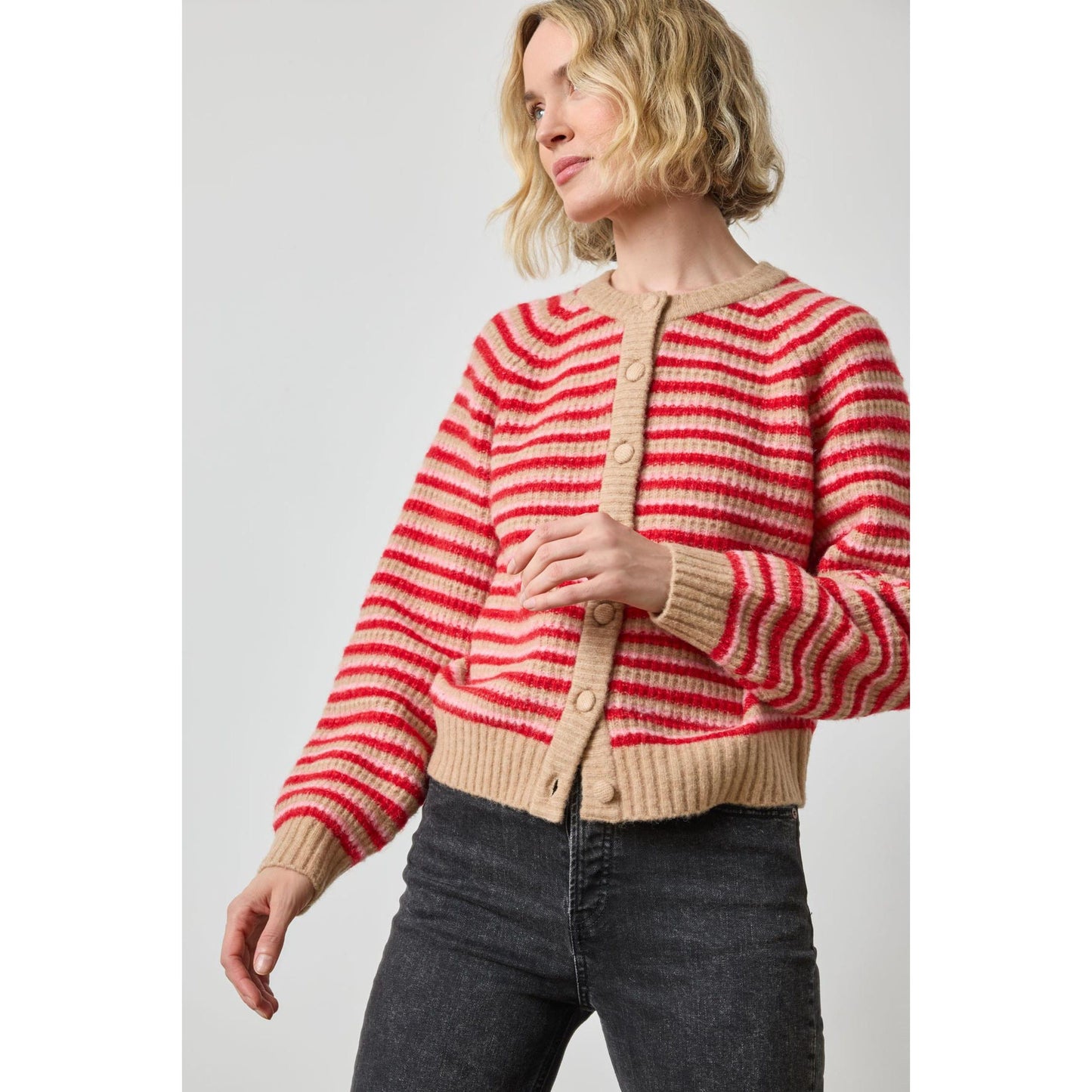 Lilla P Button Down Holly Striped Cardian