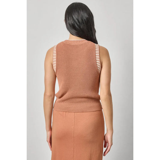 Lilla P Sleeveless Crewneck Sweater in Driftwood