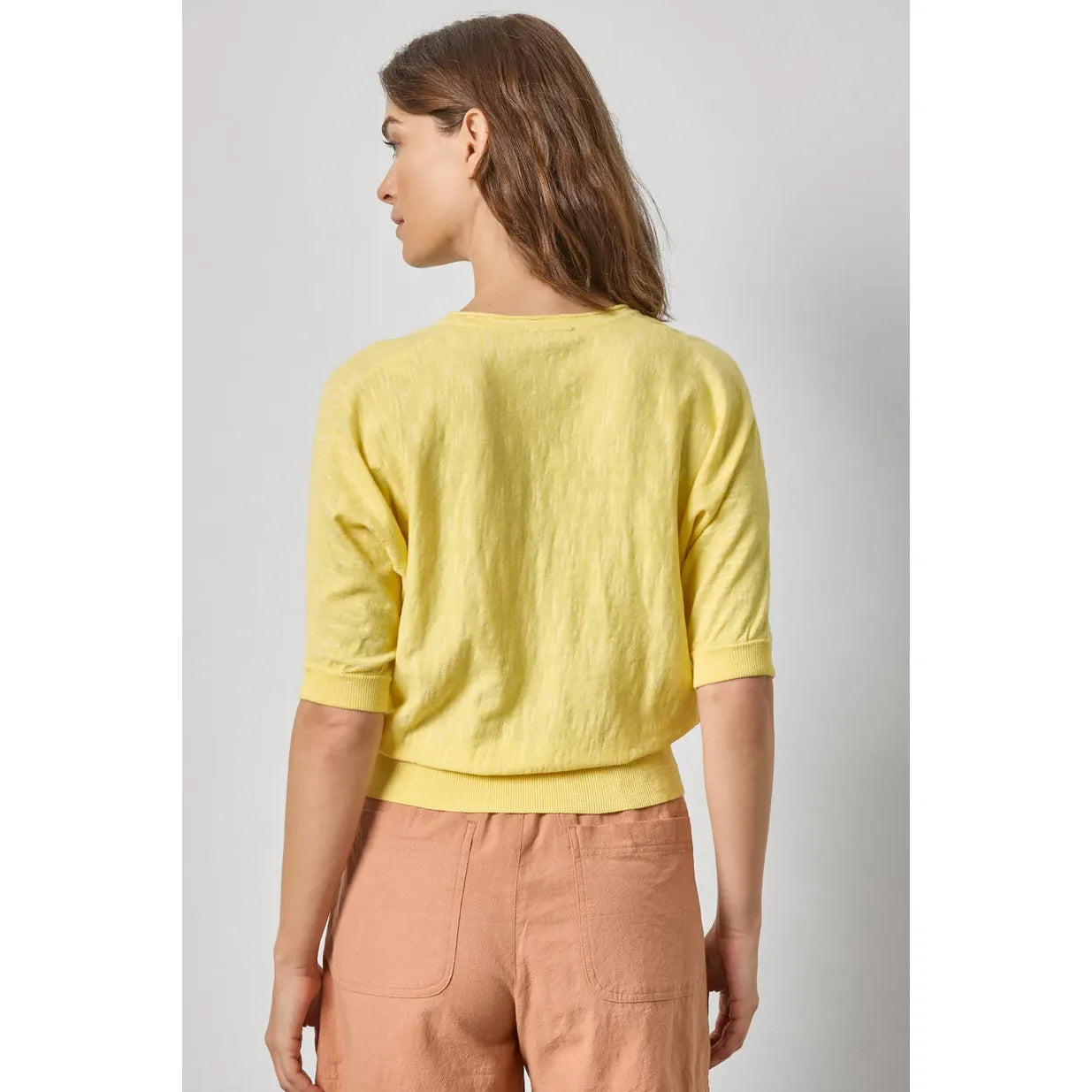 Lilla P Dolman V-Neck Sweater in Lemon