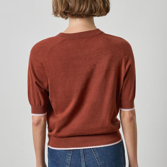 Lilla P Crewneck Saddle Sleeve Sweater in Maplewood PA3489
