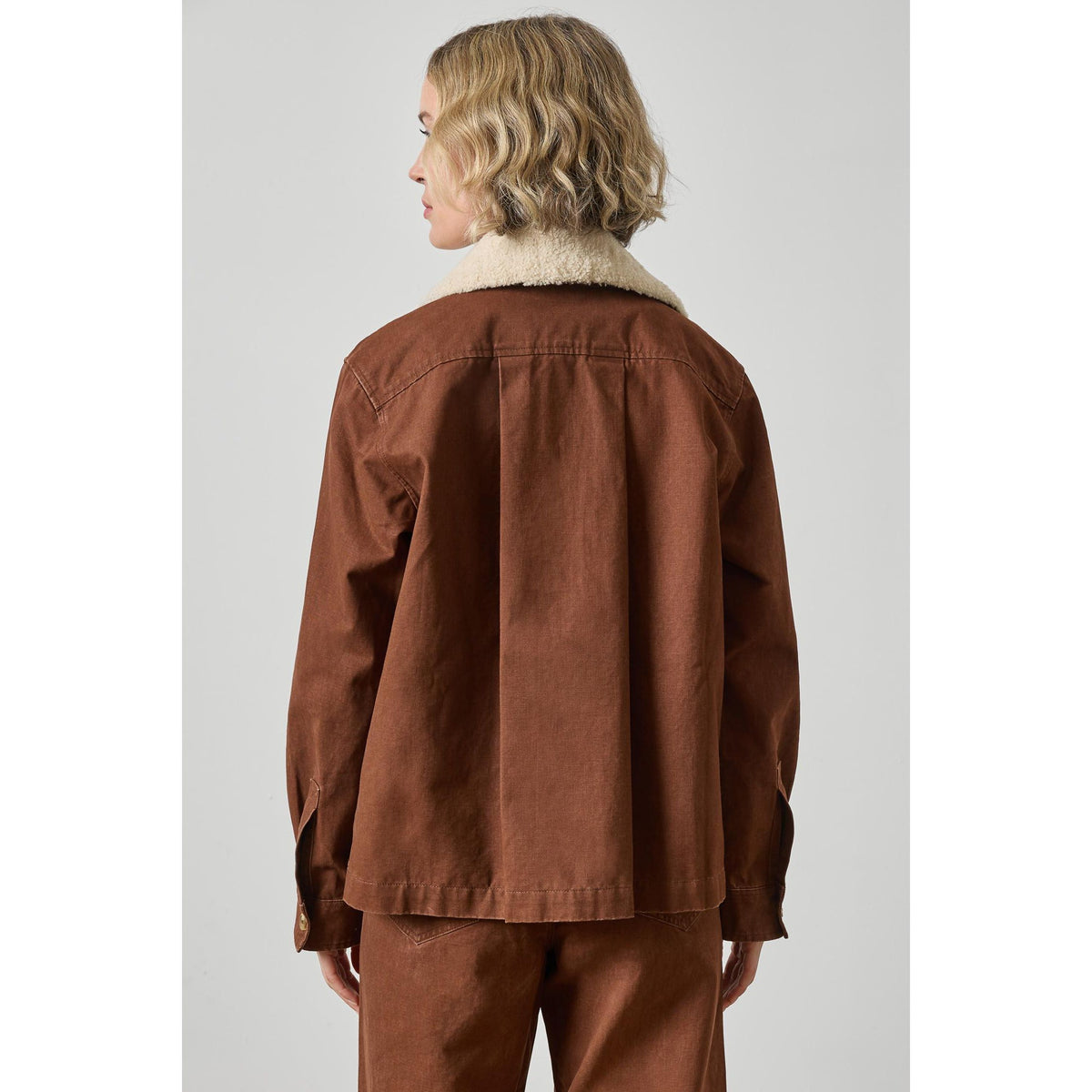 Lilla P Washed Twill Pleat Back Jacket in Chestnut PA3546