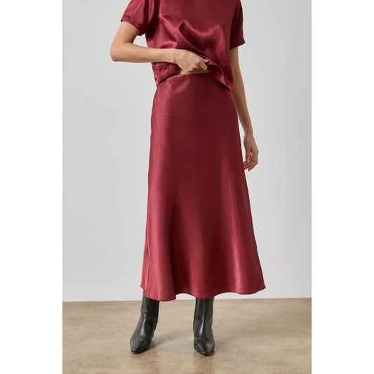 Lilla P Slub Woven Bias Skirt in Cabernet PA3572
