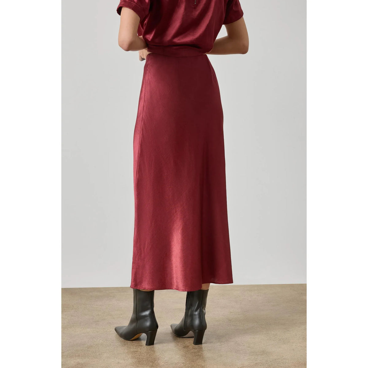 Lilla P Slub Woven Bias Skirt in Cabernet PA3572