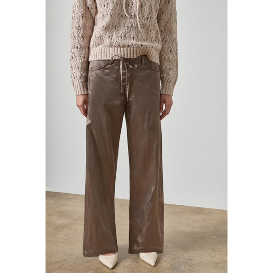 Lilla P Slub Woven Pant in Shitake PA3574