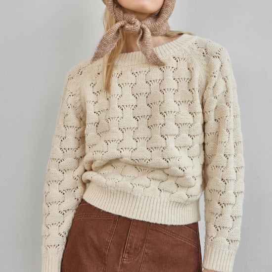 Lilla P Long Sleeve Ballet Neck Sweater in Winter White PA3591