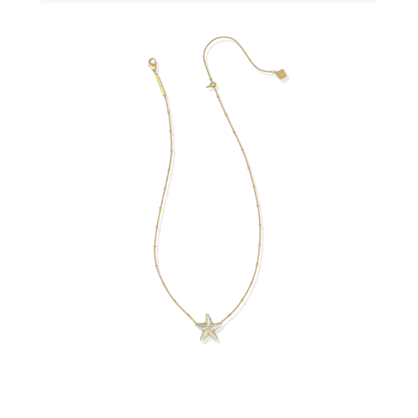 Kendra Scott Parker Starfish Short Pendant Necklace in Gold Natural Mother of Pearl