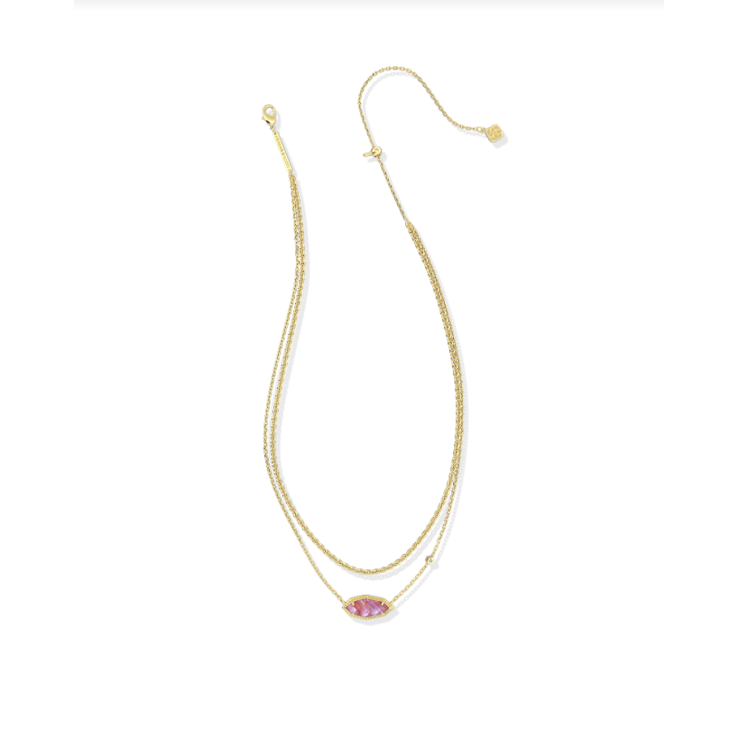 Kendra Scott Ophelia Multi Strand Necklace in Gold Light Mauve Illusion
