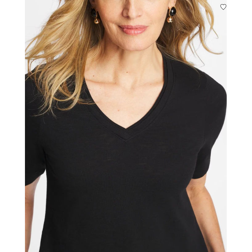 Chico's Cotton Slub V-Neck Tee in Black