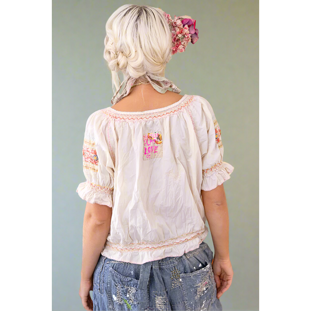 Magnolia Pearl Chrissy Folk Blouse in Moonlight