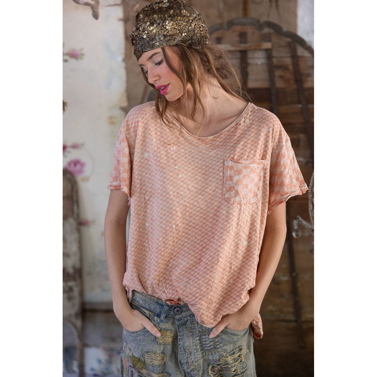 Magnolia Pearl Piecewise Pocket Tee in Tabby