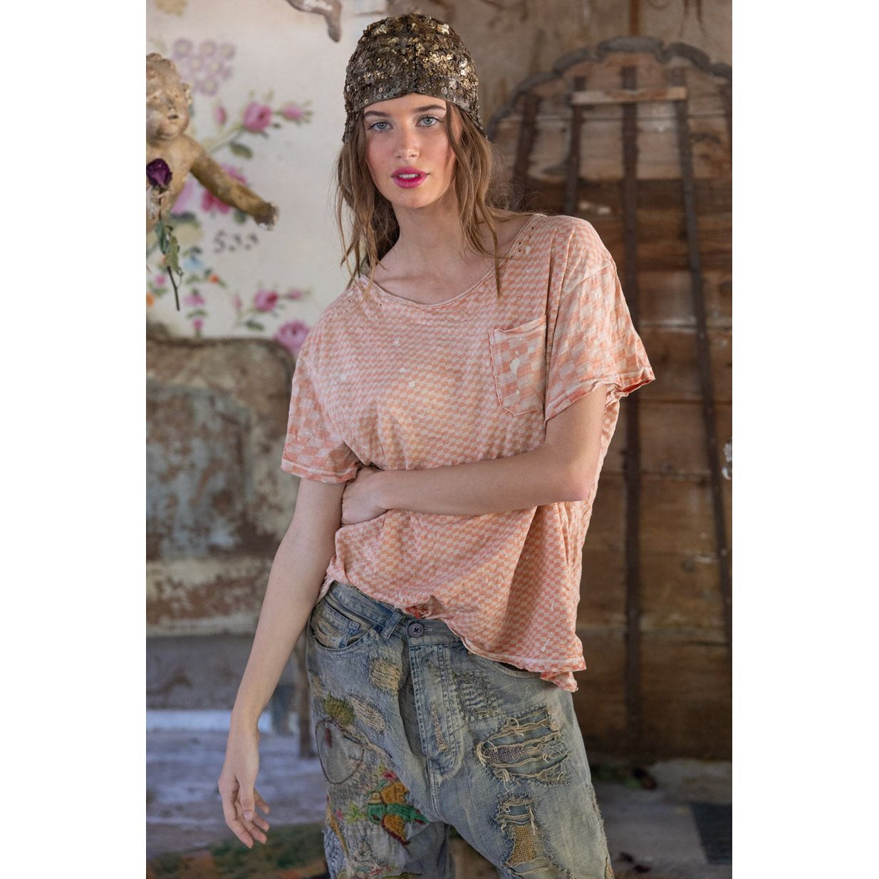 Magnolia Pearl Piecewise Pocket Tee in Tabby