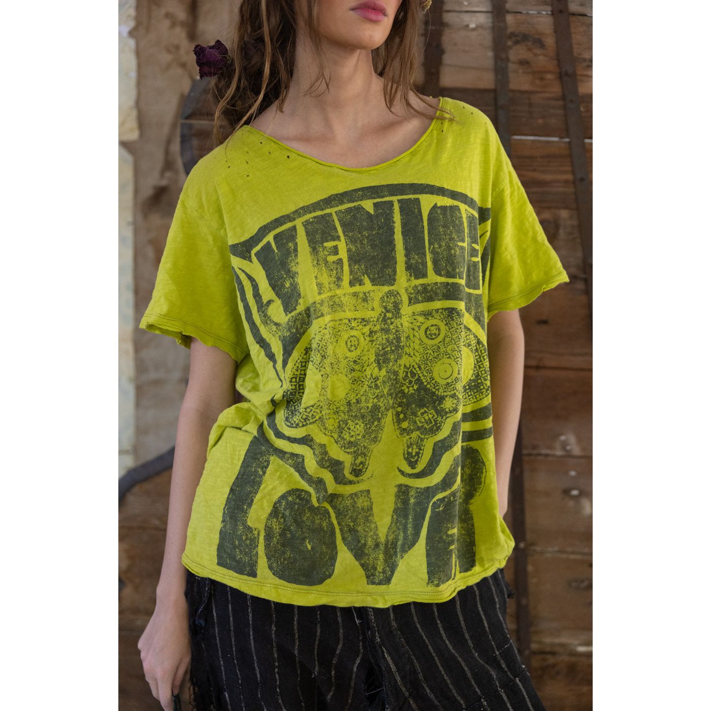 Magnolia Pearl Venice Lover Butterfly Tee in Yellow Plum