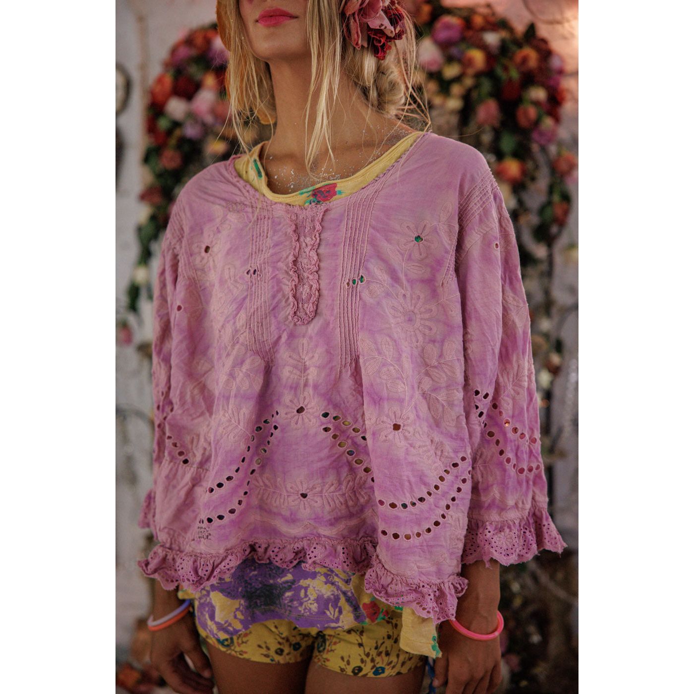 Magnolia Pearl Eyelet Wennie Blouse in Allium