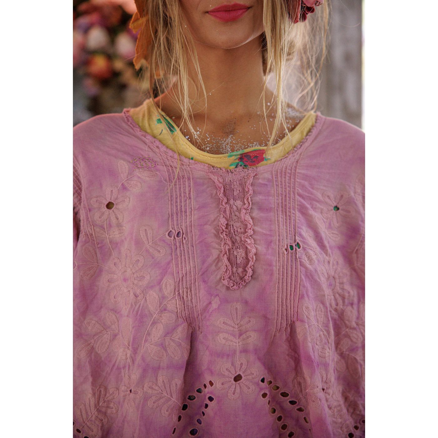 Magnolia Pearl Eyelet Wennie Blouse in Allium