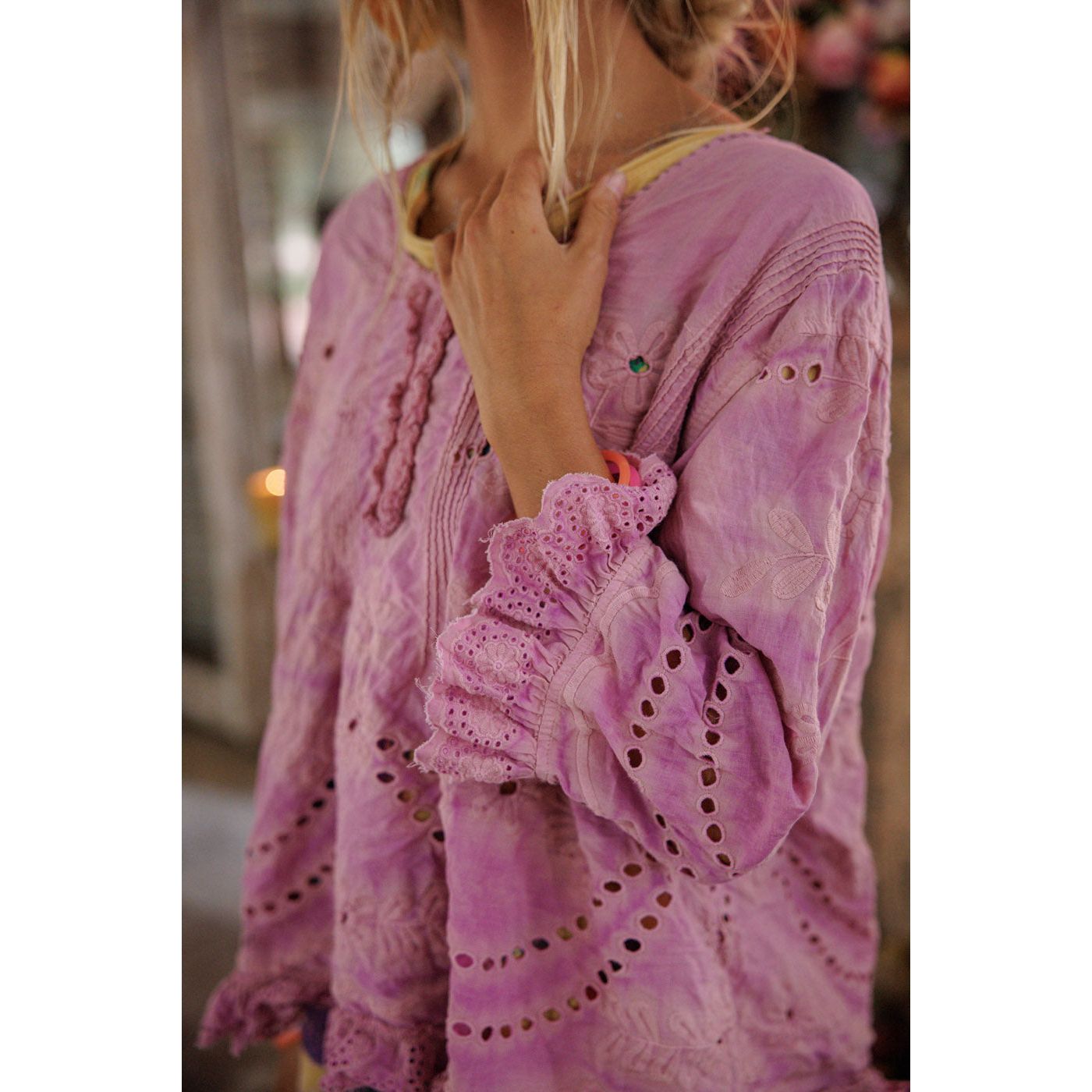 Magnolia Pearl Eyelet Wennie Blouse in Allium