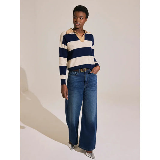 Brodie 100% Cashmere Ruby Rugby Polo in Navy