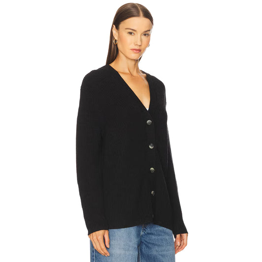 Velvet by Graham & Spencer Monet Engineered Stitch Cardigan in Charcoal