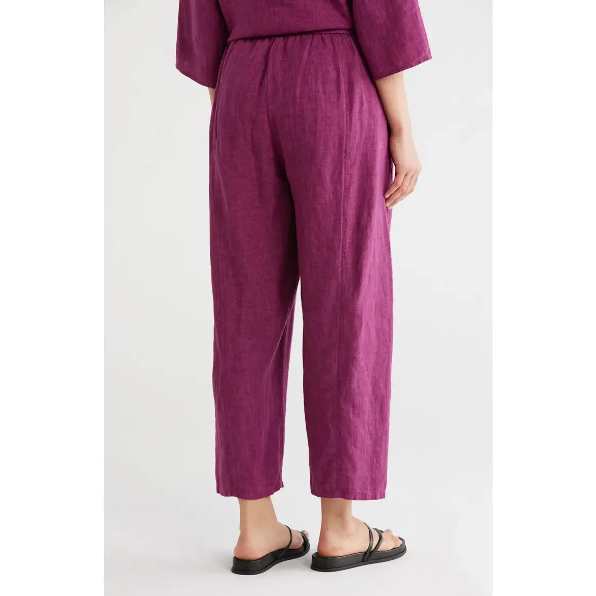 Eileen Fisher Organic Linen Cropped Lantern Pants in Raspberry