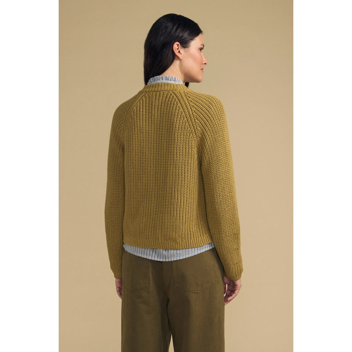 Velvet Lisabeth Chunky Pima Cotton Cardigan in Khaki