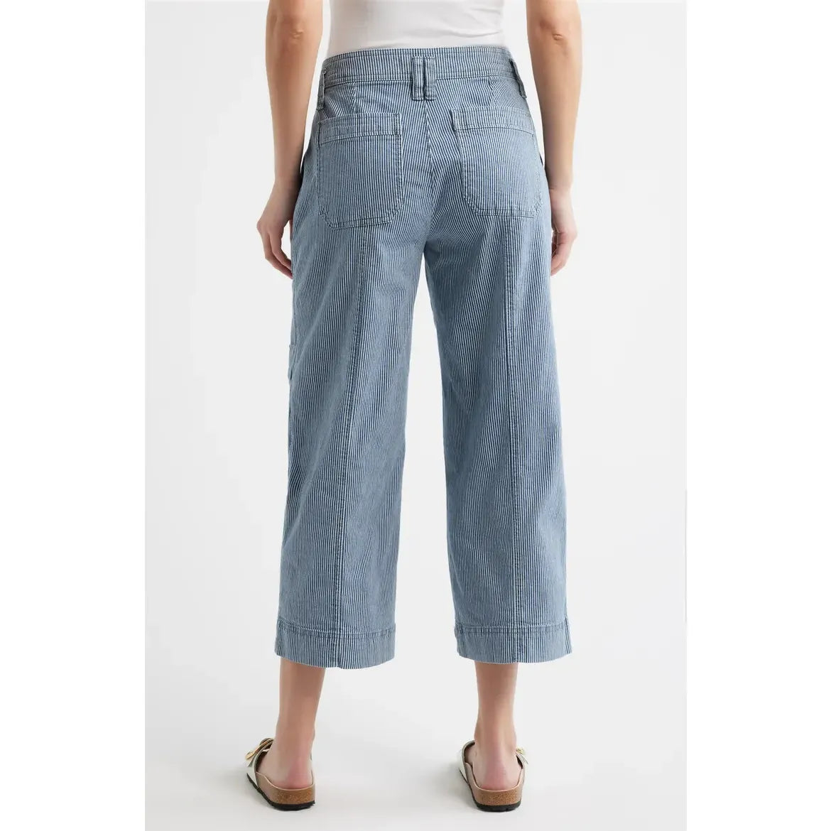 Wit & Wisdom Skyrise Cotton Crop Wide Leg Utility Pants in Blue