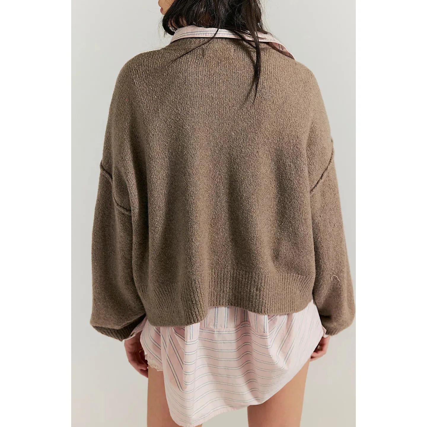 Free People Cool of the Night Cardi in Mocha Melange