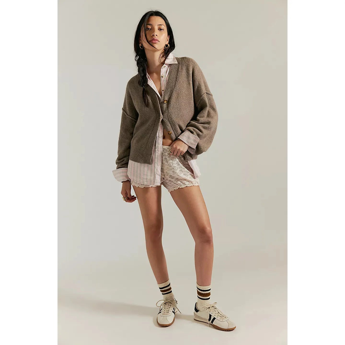 Free People Cool of the Night Cardi in Mocha Melange