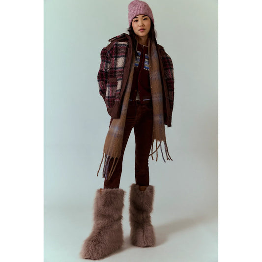 Free People Sana Quilted Bomber in Pomegranate Combo