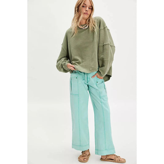 Free People We The Free Total Eclipse Tee in Oil Green