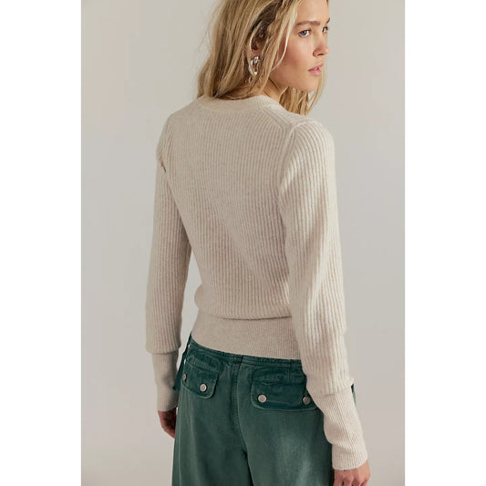 Free People Ever After Pullover in Almond Milk Heather