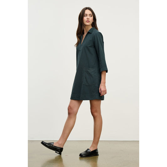 Velvet by Graham & Spencer Elke Cotton Corduroy Dress in Mallard
