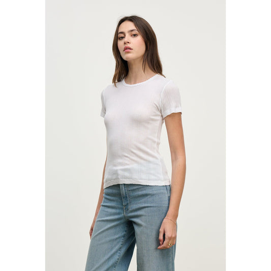 Velvet by Graham & Spencer Enati Pointelle Tee in White