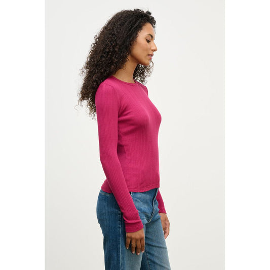 Velvet by Graham & Spencer Mauri Long Sleeve Pointelle Tee in Jewel