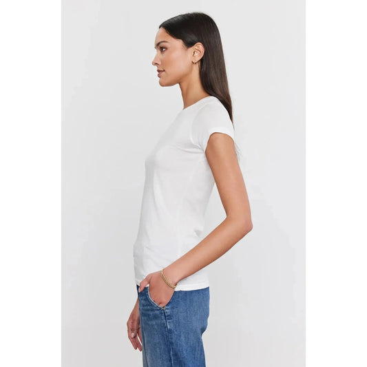 Velvet by Graham & Spencer Jemma Gauzy Whisper Fitted Tee in White