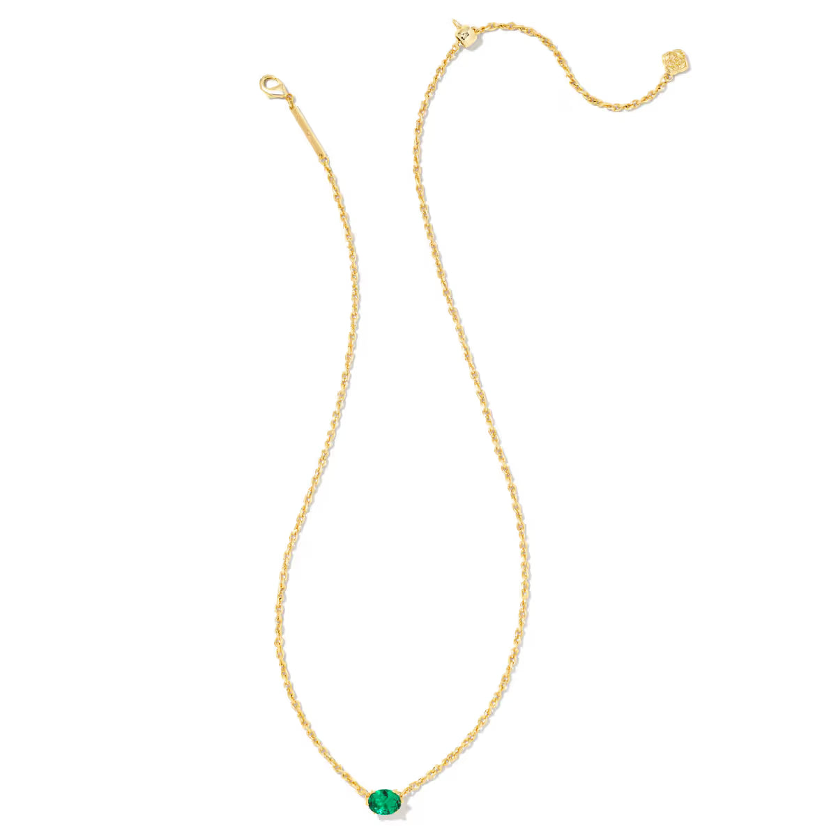 Kendra Scott Cailin Gold Pendant Necklace Green Crystal