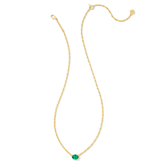 Kendra Scott Cailin Gold Pendant Necklace Green Crystal