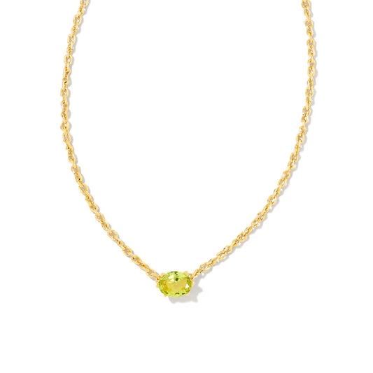 Kendra Scott Cailin Gold Pendant Necklace Light Green Crystal